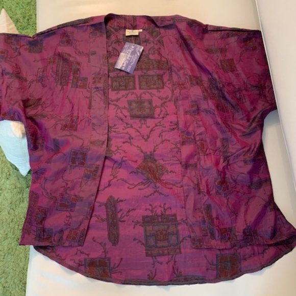Alchemy Recycled Sari Purple Silk Kimono NEW - Picture 1 of 3